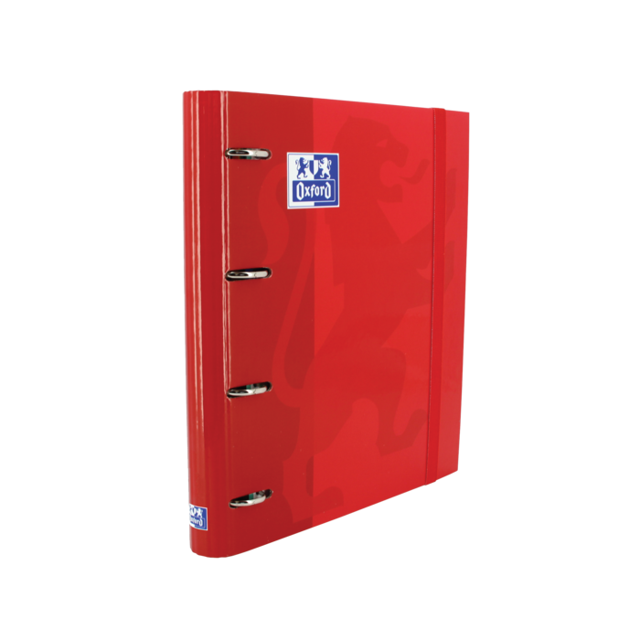 Oxford Europeanbinder Classic A4+ Carpeta de Anillas con Recambio Cuadricula 5x5 - Tapa Extradura - Cierre con Goma Elastica - Color Rojo