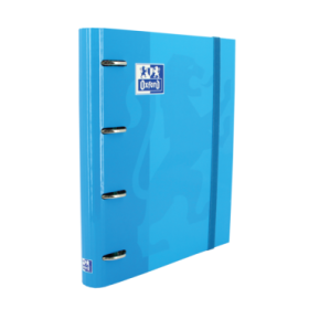 Oxford Europeanbinder Classic A4+ Carpeta de Anillas con Recambio Cuadricula 5x5 - Tapa Extradura - Cierre con Goma Elastica - Color Turquesa