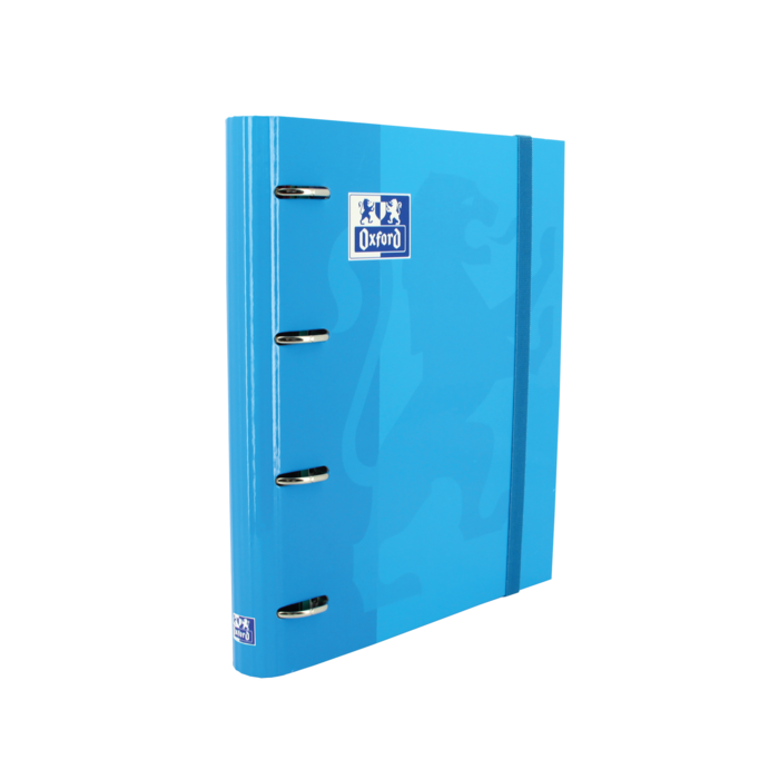 Oxford Europeanbinder Classic A4+ Carpeta de Anillas con Recambio Cuadricula 5x5 - Tapa Extradura - Cierre con Goma Elastica - Color Turquesa