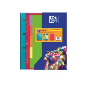 Oxford Live - Go Carpeta Europeanbinder A4+ con Recambio Cuadricula 5x5 + Separadores + Sobre Multitaladro - Ideal para Organizar Documentos - Colores Vivos Surtidos