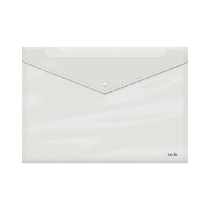 Dohe Carpeta A5 Apaisada - 210x148mm - Apertura Superior y Cierre Broche Automatico - Fabricada en Polipropileno Cristal de 150 Micras