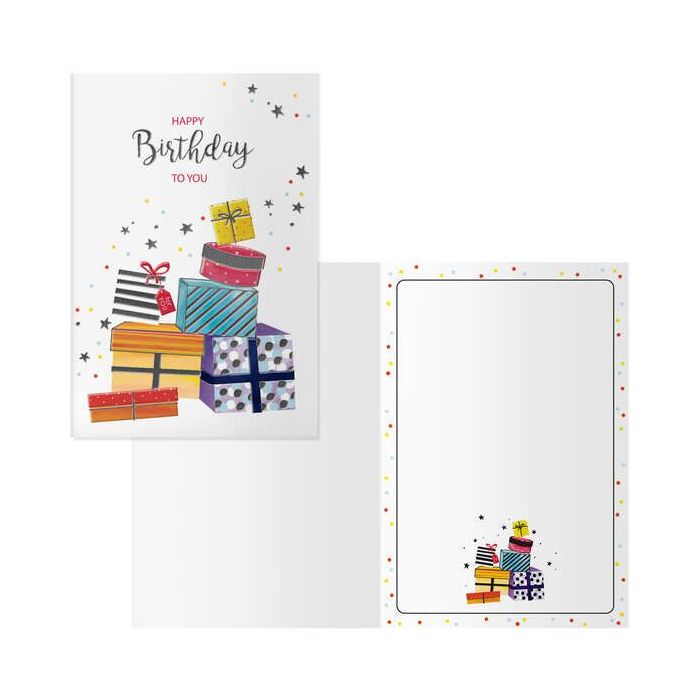 Dohe Tarjeta de Felicitacion de Cumpleaños - 11.5x17cm - Impresion a Todo Color - Estampaciones con Pelicula de Color - Estampacion en Seco - Papel Offset Blanco de 300gr - Incluye Sobre de Color