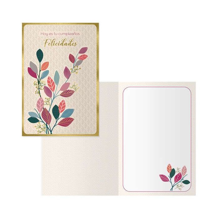 Dohe Tarjeta de Felicitacion de Cumpleaños - 11.5x17cm - Impresion a Todo Color - Estampaciones con Pelicula de Color - Estampacion en Seco - Papel Offset Blanco de 300gr - Incluye Sobre de Color
