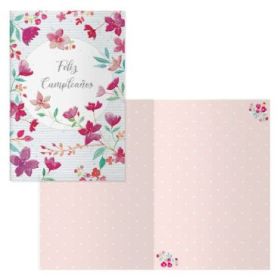 Dohe Tarjeta de Felicitacion de Cumpleaños - 11.5x17cm - Impresion a Todo Color - Estampaciones con Pelicula de Color - Estampacion en Seco - Papel Offset Blanco de 300gr - Incluye Sobre de Color