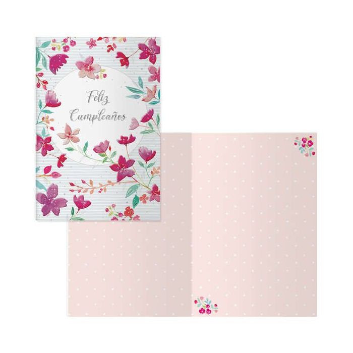 Dohe Tarjeta de Felicitacion de Cumpleaños - 11.5x17cm - Impresion a Todo Color - Estampaciones con Pelicula de Color - Estampacion en Seco - Papel Offset Blanco de 300gr - Incluye Sobre de Color