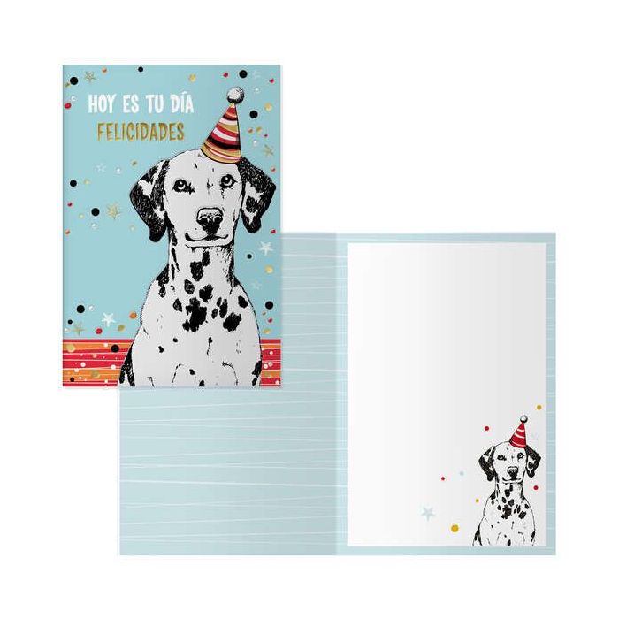 Dohe Tarjeta de Felicitacion de Cumpleaños - 11.5x17cm - Impresion a Todo Color - Estampaciones con Pelicula de Color - Estampacion en Seco - Papel Offset Blanco de 300gr - Incluye Sobre de Color
