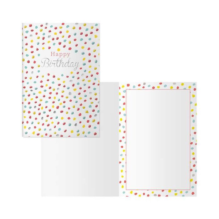 Dohe Tarjeta de Felicitacion de Cumpleaños - 11.5x17cm - Impresion a Todo Color - Estampaciones con Pelicula de Color - Estampacion en Seco - Papel Offset Blanco de 300gr - Incluye Sobre de Color