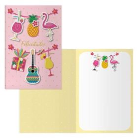 Dohe Tarjeta de Felicitacion de Cumpleaños - 11.5x17cm - Impresion a Todo Color - Estampaciones con Pelicula de Color - Estampacion en Seco - Papel Offset Blanco de 300gr - Incluye Sobre de Color