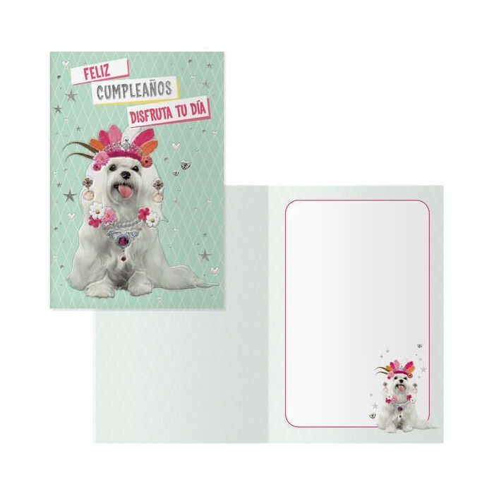 Dohe Tarjeta de Felicitacion de Cumpleaños - 11.5x17cm - Impresion a Todo Color - Estampaciones con Pelicula de Color - Papel Offset Blanco de 300gr - Incluye Sobre de Color