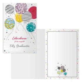 Dohe Tarjeta de Felicitacion de graduacion - 11.5x17cm - Impresion a Todo Color - Estampaciones con Pelicula de Color - Estampacion en Seco - Papel Offset Blanco de 300gr - Incluye Sobre de Color