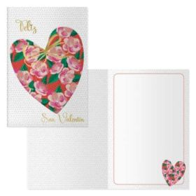 Dohe Tarjeta de Felicitacion de San Valentin - 11.5x17cm - Impresas a Todo Color - Estampaciones con Pelicula de Color - Estampacion en Seco - Papel Offset Blanco de 300gr - Incluye Sobre de Color