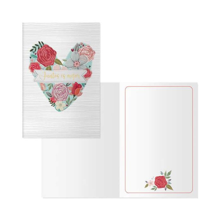 Dohe Tarjeta de Felicitacion de San Valentin - 11.5x17cm - Impresas a Todo Color - Estampaciones con Pelicula de Color - Estampacion en Seco - Papel Offset Blanco de 300gr - Incluye Sobre de Color