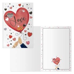 Dohe Tarjeta de Felicitacion de San Valentin - 11.5x17cm - Impresas a Todo Color - Estampaciones con Pelicula de Color - Estampacion en Seco - Papel Offset Blanco de 300gr - Incluye Sobre de Color
