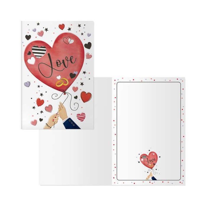 Dohe Tarjeta de Felicitacion de San Valentin - 11.5x17cm - Impresas a Todo Color - Estampaciones con Pelicula de Color - Estampacion en Seco - Papel Offset Blanco de 300gr - Incluye Sobre de Color