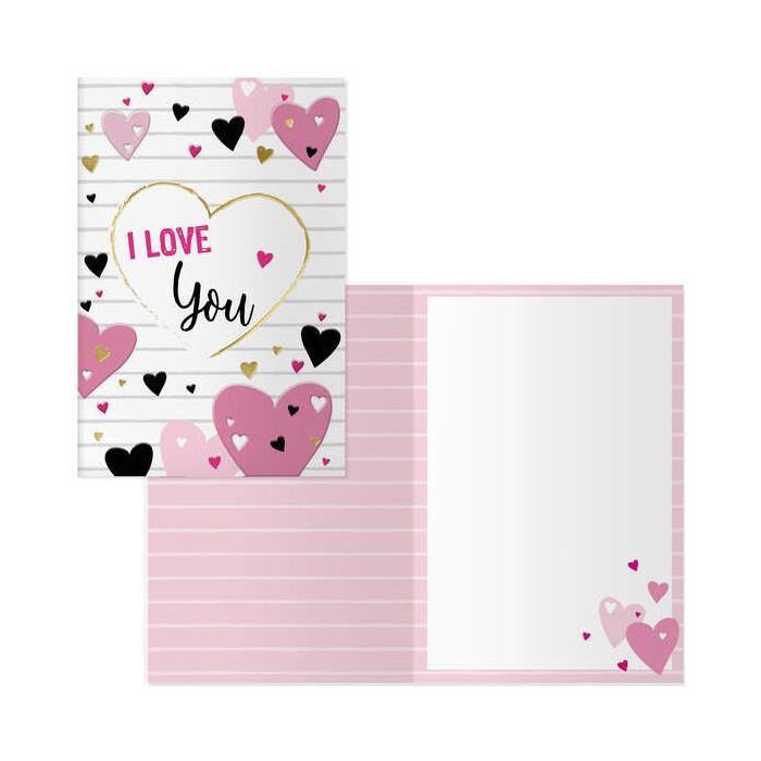 Dohe Tarjeta de Felicitacion de San Valentin - 11.5x17cm - Impresas a Todo Color - Estampaciones con Pelicula de Color - Estampacion en Seco - Papel Offset Blanco de 300gr - Incluye Sobre de Color
