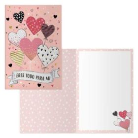 Dohe Tarjeta de Felicitacion de San Valentin - 11.5x17cm - Impresas a Todo Color - Estampaciones con Pelicula de Color - Estampacion en Seco - Papel Offset Blanco de 300gr - Incluye Sobre de Color