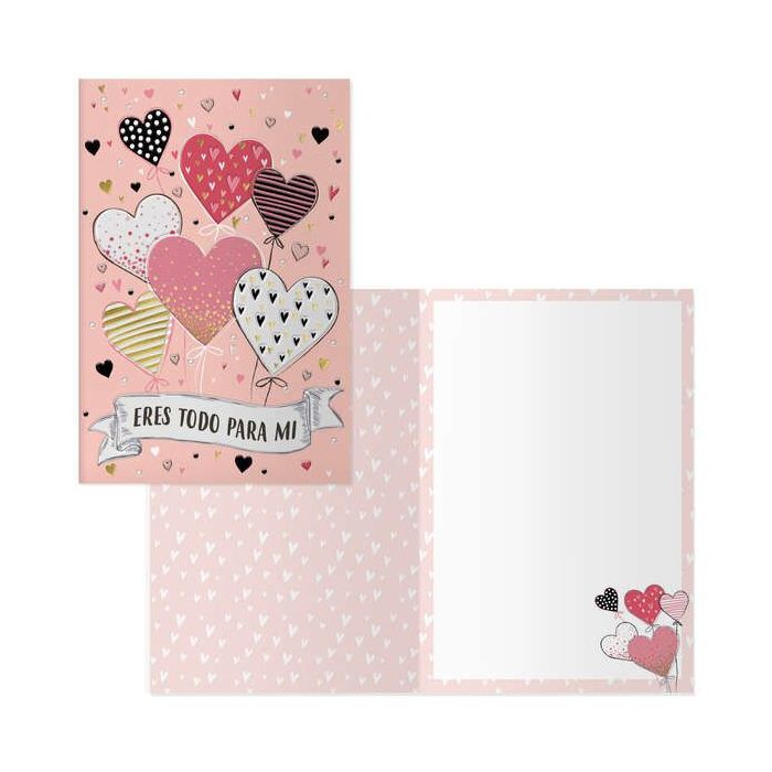 Dohe Tarjeta de Felicitacion de San Valentin - 11.5x17cm - Impresas a Todo Color - Estampaciones con Pelicula de Color - Estampacion en Seco - Papel Offset Blanco de 300gr - Incluye Sobre de Color
