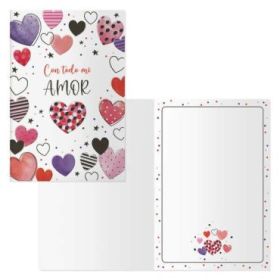 Dohe Tarjeta de Felicitacion de San Valentin - 11.5x17cm - Impresas a Todo Color - Estampaciones con Pelicula de Color - Estampacion en Seco - Papel Offset Blanco de 300gr - Incluye Sobre de Color