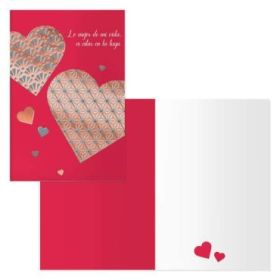 Dohe Tarjeta de Felicitacion de San Valentin - 11.5x17cm - Impresas a Todo Color - Estampaciones con Pelicula de Color - Estampacion en Seco - Papel Offset Blanco de 300gr - Incluye Sobre de Color
