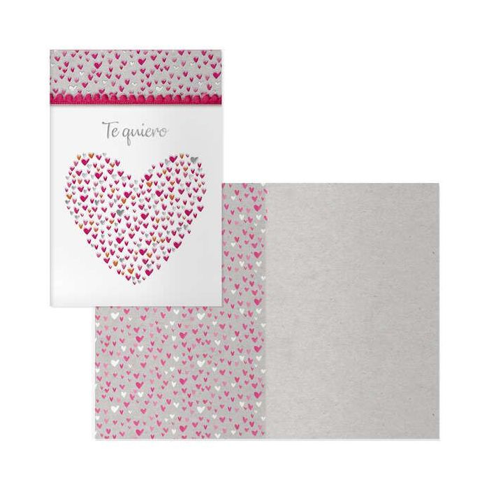Dohe Tarjeta de Felicitacion de San Valentin - 11.5x17cm - Impresas a Todo Color - Estampaciones con Pelicula de Color - Estampacion en Seco - Papel Offset Blanco de 300gr - Incluye Sobre de Color