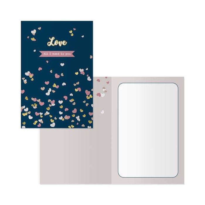 Dohe Tarjeta de Felicitacion de San Valentin - 11.5x17cm - Impresion a Todo Color - Estampaciones con Pelicula de Color - Estampacion en Seco - Papel Offset Blanco de 300gr - Incluye Sobre de Color