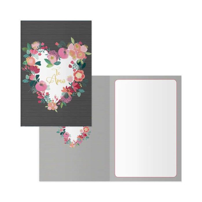 Dohe Tarjeta de Felicitacion de San Valentin - 11.5x17cm - Impresion a Todo Color - Estampaciones con Pelicula de Color - Estampacion en Seco - Papel Offset Blanco de 300gr - Incluye Sobre de Color
