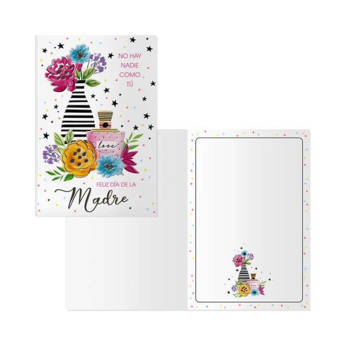 Dohe Tarjeta de Felicitacion Dia de la Madre - 11.5x17cm - Impresas a Todo Color - Estampaciones con Pelicula de Color - Estampacion en Seco - Papel Offset Blanco de 300gr - Incluye Sobre de Color