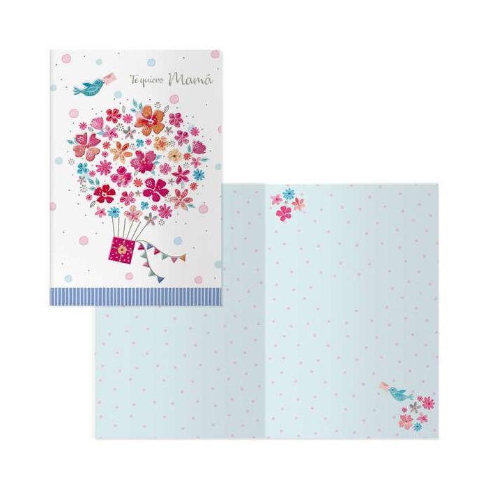 Dohe Tarjeta de Felicitacion Dia de la Madre - 11.5x17cm - Impresas a Todo Color - Estampaciones con Pelicula de Color - Estampacion en Seco - Papel Offset Blanco de 300gr - Incluye Sobre de Color