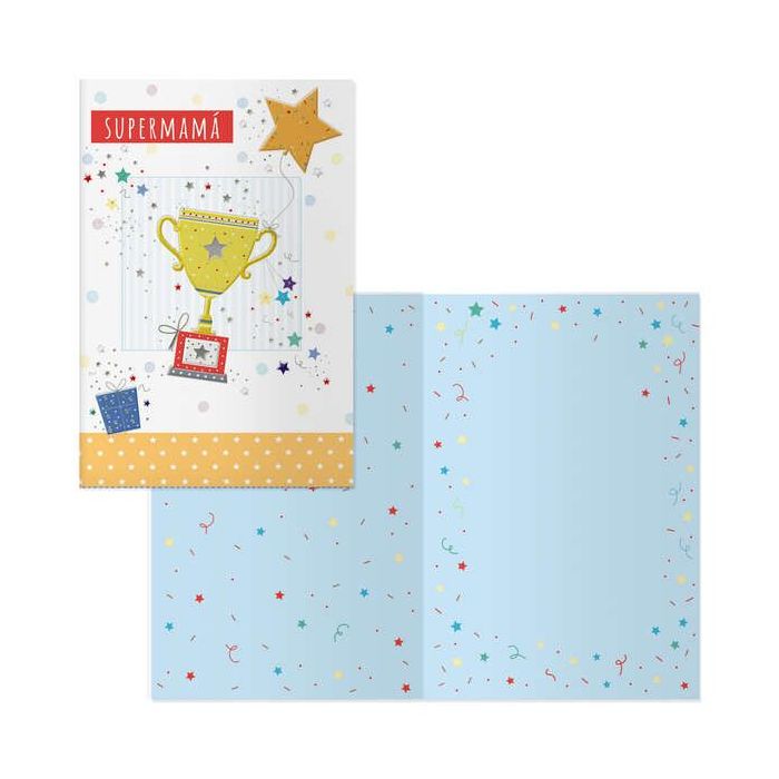 Dohe Tarjeta de Felicitacion Dia de la Madre - 11.5x17cm - Impresas a Todo Color - Estampaciones con Pelicula de Color - Estampacion en Seco - Papel Offset Blanco de 300gr - Incluye Sobre de Color