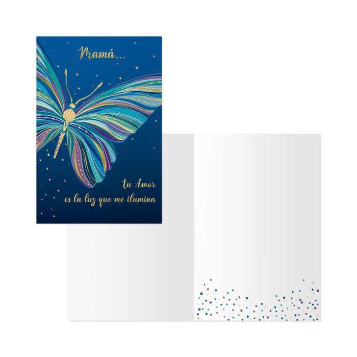 Dohe Tarjeta de Felicitacion Dia de la Madre - 11.5x17cm - Impresas a Todo Color - Estampaciones con Pelicula de Color - Estampacion en Seco - Papel Offset Blanco de 300gr - Incluye Sobre de Color