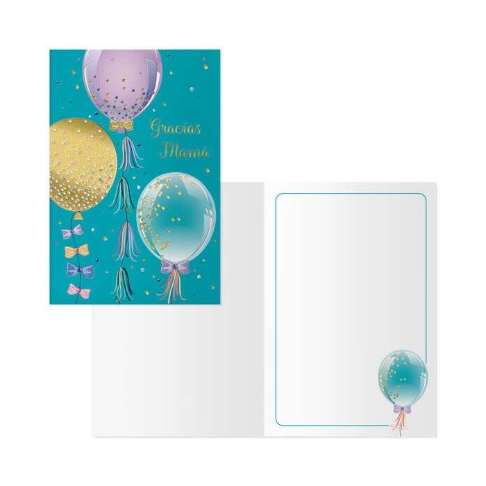 Dohe Tarjeta de Felicitacion Dia de la Madre - 11.5x17cm - Impresas a Todo Color - Estampaciones con Pelicula de Color - Estampacion en Seco - Papel Offset Blanco de 300gr - Incluye Sobre de Color