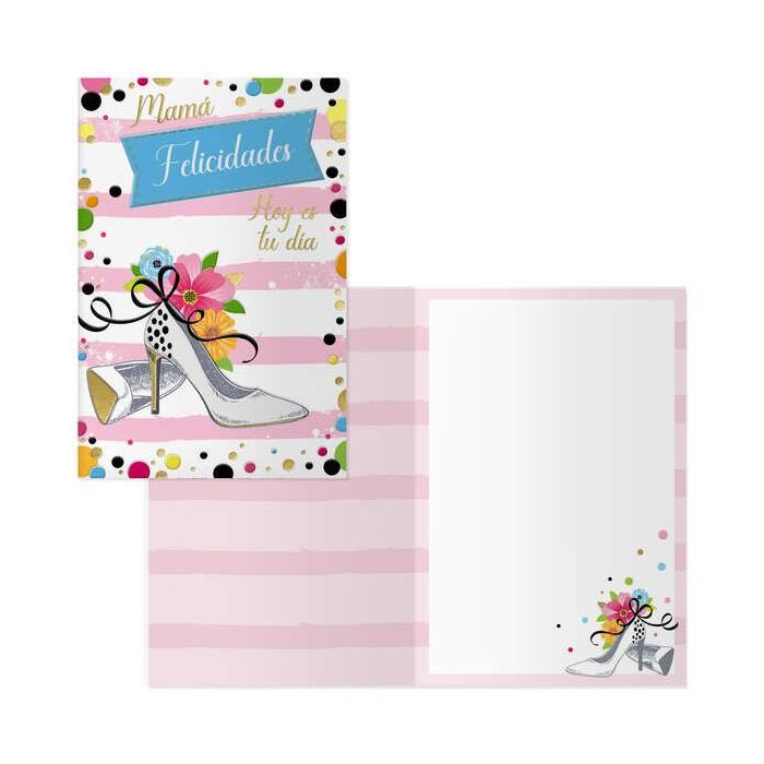 Dohe Tarjeta de Felicitacion Dia de la Madre - 11.5x17cm - Impresas a Todo Color - Estampaciones con Pelicula de Color - Estampacion en Seco - Papel Offset Blanco de 300gr - Incluye Sobre de Color