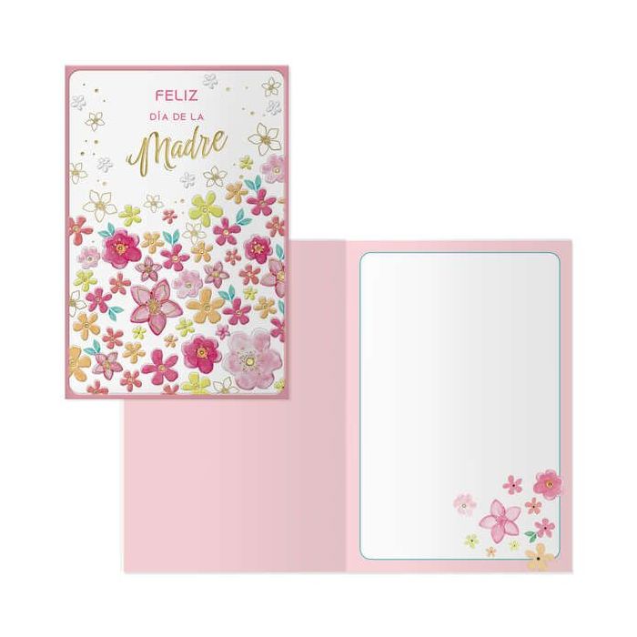 Dohe Tarjeta de Felicitacion Dia de la Madre - 11.5x17cm - Impresas a Todo Color - Estampaciones con Pelicula de Color - Estampacion en Seco - Papel Offset Blanco de 300gr - Incluye Sobre de Color