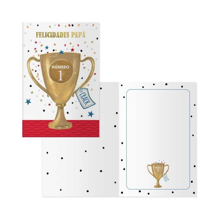Dohe Tarjeta de Felicitacion Dia del Padre - 11.5x17cm - Impresion a Todo Color - Estampaciones con Pelicula de Color - Estampacion en Seco - Papel Offset Blanco de 300gr - Incluye Sobre de Color