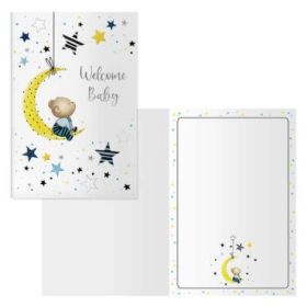Dohe Tarjeta de Felicitacion para Nacimientos - 11.5x17cm - Impresas a Todo Color - Estampaciones con Pelicula de Color - Estampacion en Seco - Papel Offset Blanco de 300gr - Incluye Sobre de Color