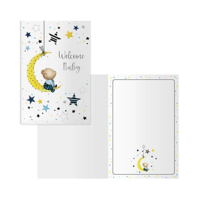 Dohe Tarjeta de Felicitacion para Nacimientos - 11.5x17cm - Impresas a Todo Color - Estampaciones con Pelicula de Color - Estampacion en Seco - Papel Offset Blanco de 300gr - Incluye Sobre de Color