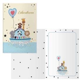 Dohe Tarjeta de Felicitacion para Nacimientos - 11.5x17cm - Impresas a Todo Color - Estampaciones con Pelicula de Color - Estampacion en Seco - Papel Offset Blanco de 300gr - Incluye Sobre de Color