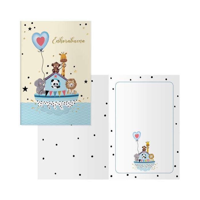 Dohe Tarjeta de Felicitacion para Nacimientos - 11.5x17cm - Impresas a Todo Color - Estampaciones con Pelicula de Color - Estampacion en Seco - Papel Offset Blanco de 300gr - Incluye Sobre de Color