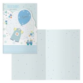 Dohe Tarjeta de Felicitacion para Nacimientos - 11.5x17cm - Impresas a Todo Color - Estampaciones con Pelicula de Color - Estampacion en Seco - Papel Offset Blanco de 300gr - Incluye Sobre de Color