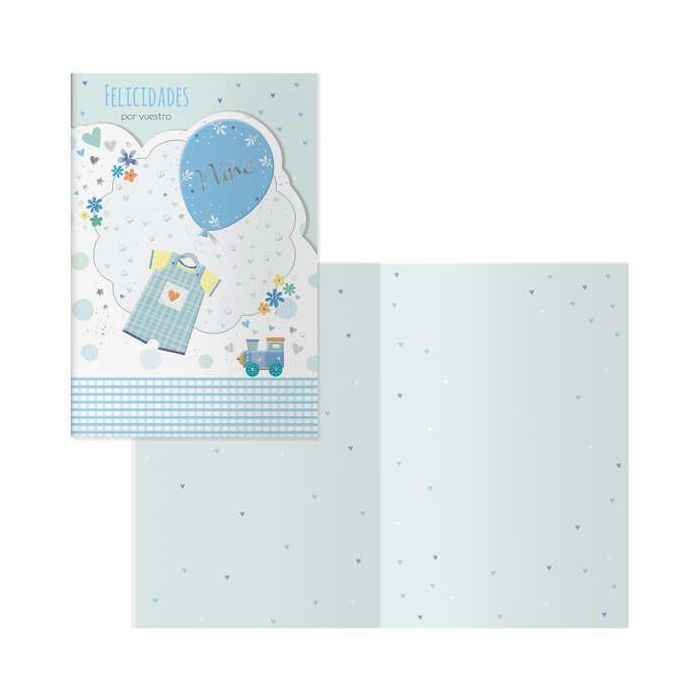 Dohe Tarjeta de Felicitacion para Nacimientos - 11.5x17cm - Impresas a Todo Color - Estampaciones con Pelicula de Color - Estampacion en Seco - Papel Offset Blanco de 300gr - Incluye Sobre de Color