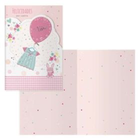 Dohe Tarjeta de Felicitacion para Nacimientos - 11.5x17cm - Impresas a Todo Color - Estampaciones con Pelicula de Color - Estampacion en Seco - Papel Offset Blanco de 300gr - Incluye Sobre de Color