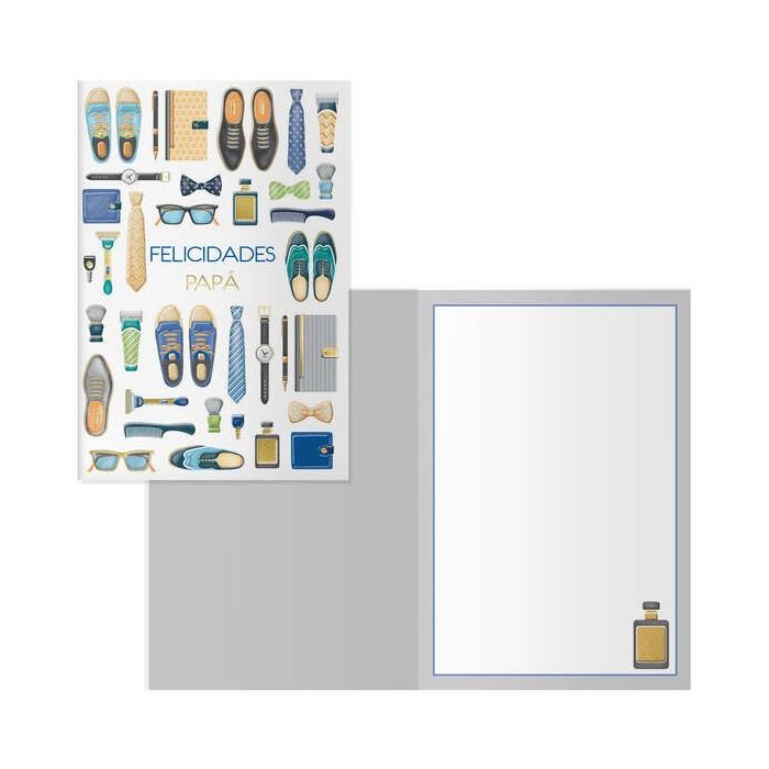 Dohe Tarjeta de Felicitacion para Padres - 11.5x17cm - Impresas a Todo Color - Estampaciones con Pelicula de Color - Estampacion en Seco - Papel Offset Blanco de 300gr - Incluye Sobre de Color
