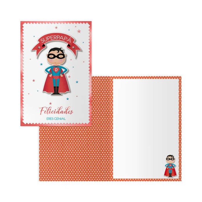 Dohe Tarjeta de Felicitacion para Padres - 11.5x17cm - Impresion a Todo Color - Estampaciones con Pelicula de Color - Estampacion en Seco - Papel Offset Blanco de 300gr - Incluye Sobre de Color