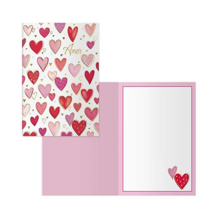 Dohe Tarjeta de Felicitacion para Parejas - 11.5x17cm - Impresas a Todo Color - Estampaciones con Pelicula de Color - Estampacion en Seco - Papel Offset Blanco de 300gr - Incluye Sobre de Color