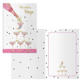 Dohe Tarjeta de Felicitacion para Parejas - 11.5x17cm - Impresas a Todo Color - Estampaciones con Pelicula de Color - Estampacion en Seco - Papel Offset Blanco de 300gr - Incluye Sobre de Color