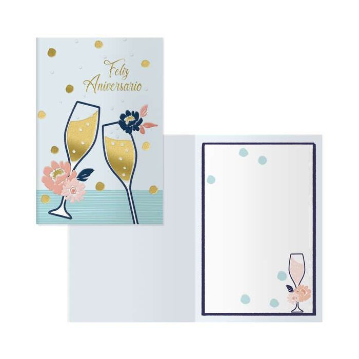 Dohe Tarjeta de Felicitacion para Parejas - 11.5x17cm - Impresas a Todo Color - Estampaciones con Pelicula de Color - Estampacion en Seco - Papel Offset Blanco de 300gr - Incluye Sobre de Color