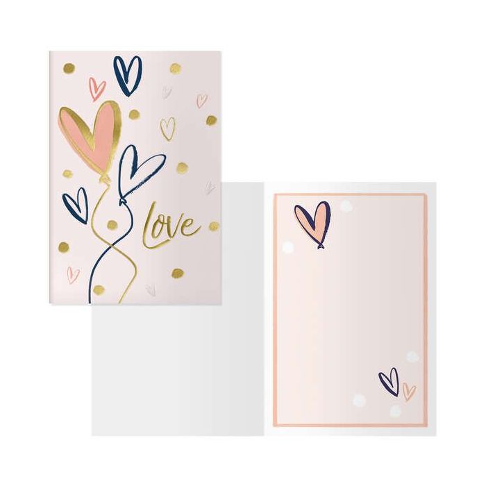 Dohe Tarjeta de Felicitacion para Parejas - 11.5x17cm - Impresion a Todo Color - Estampaciones con Pelicula de Color - Estampacion en Seco - Papel Offset Blanco de 300gr - Incluye Sobre de Color