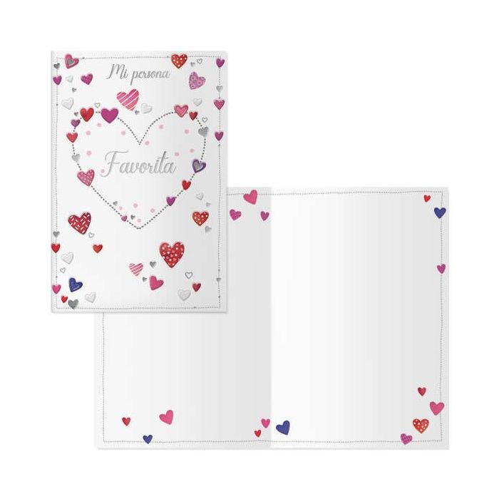 Dohe Tarjeta de Felicitacion San Valentin - 11.5x17cm - Impresion a Todo Color - Estampaciones con Pelicula de Color - Estampacion en Seco - Papel Offset Blanco de 300gr - Incluye Sobre de Color