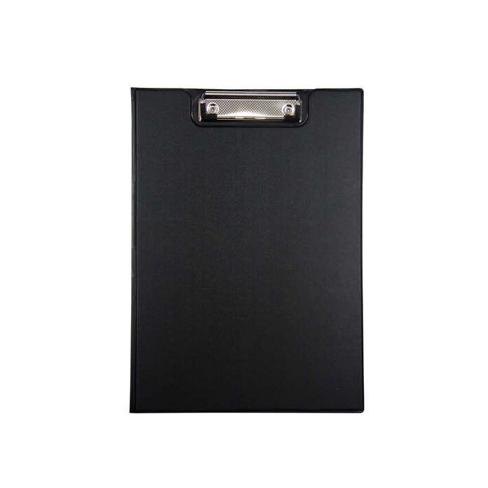 Dohe Carpeta A4 con Pinza de Presion - Tapa de Carton Forrado PVC Opaco - Bolsillo Interior - Color Negro