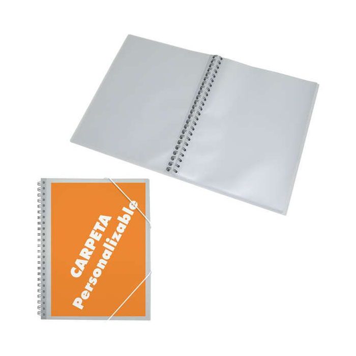 Dohe Carpeta con Fundas A4 - Tapa de Polipropileno de 500 Micras - Bolsillo Personalizable - 30 Fundas Transparentes - Cierre de Gomas Elasticas